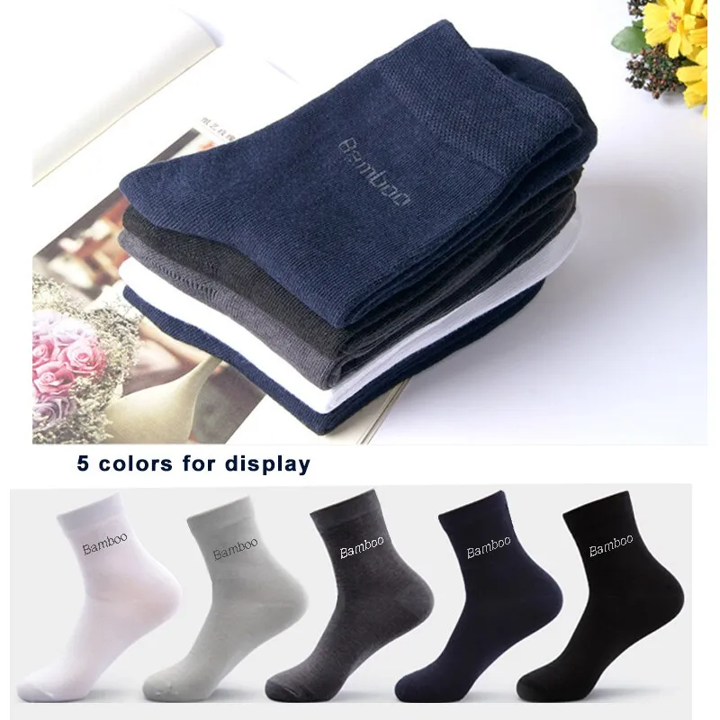 10 Pairs Breathable Anti-Bacterial Men Bamboo Fibre Socks