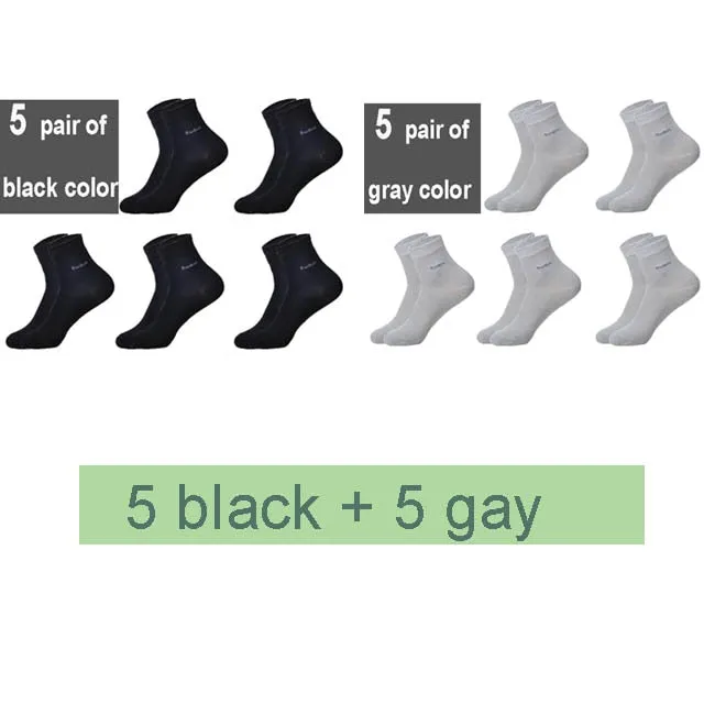 10 Pairs Breathable Anti-Bacterial Men Bamboo Fibre Socks