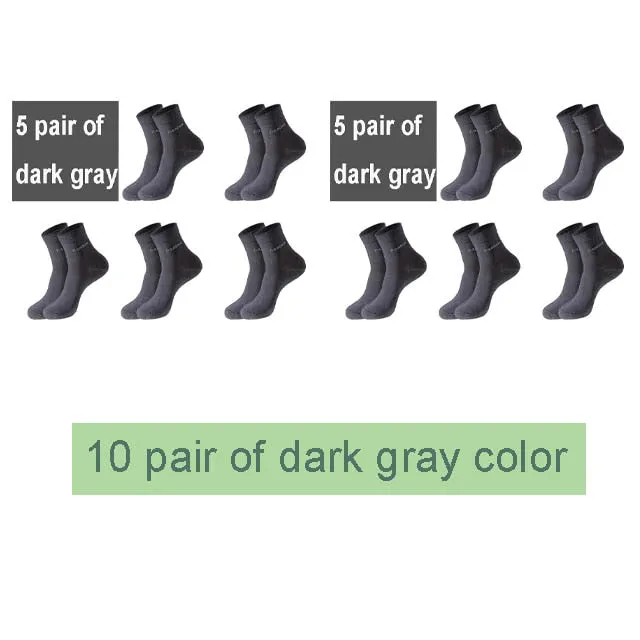 10 Pairs Breathable Anti-Bacterial Men Bamboo Fibre Socks