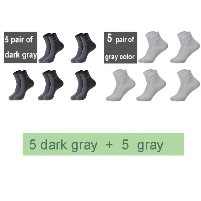10 Pairs Breathable Anti-Bacterial Men Bamboo Fibre Socks