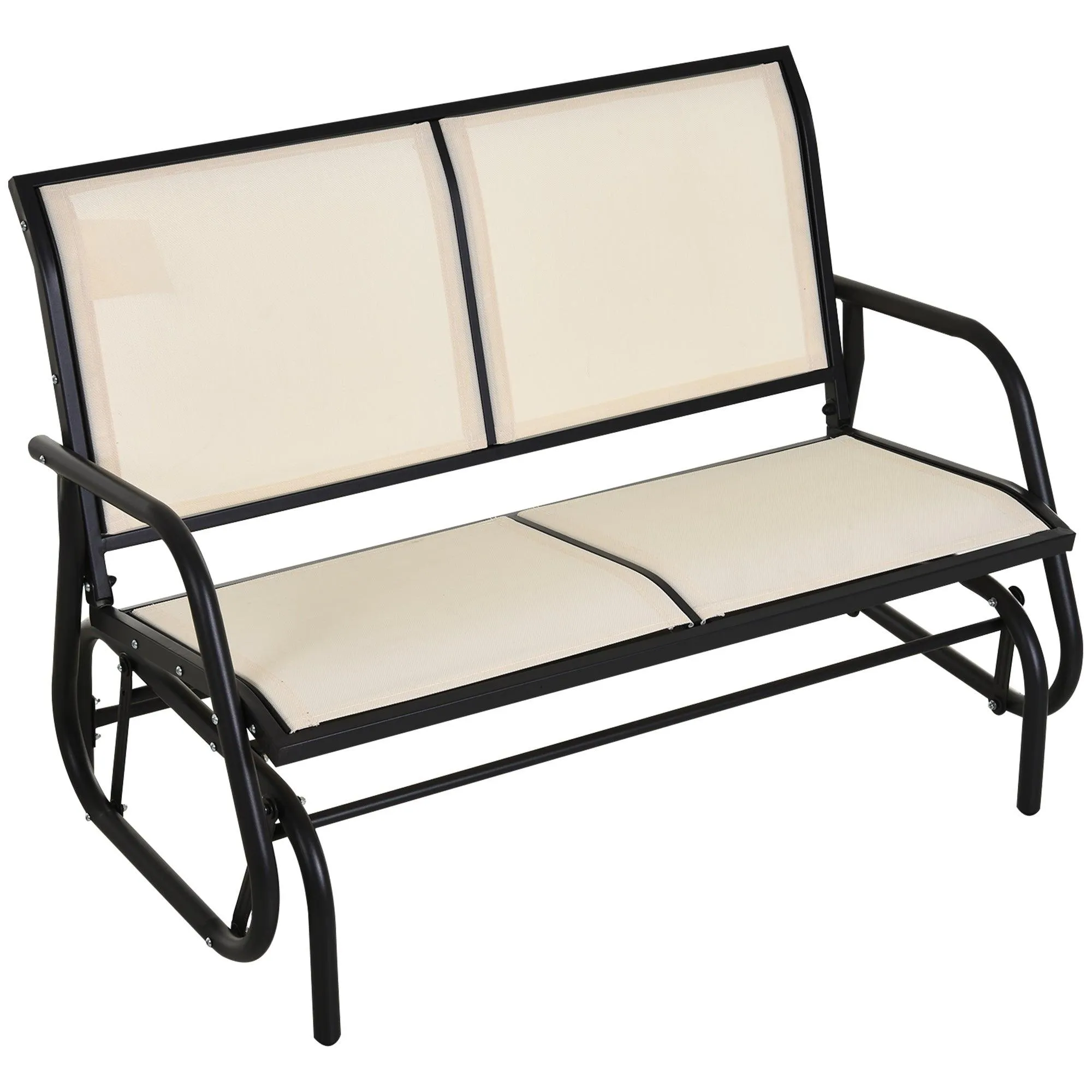 2-Person Outdoor Glider Bench, Patio Swing Rocking Chair, Beige