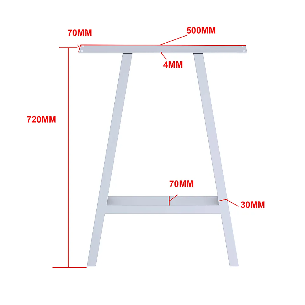 2x Rustic Dining Table Legs Steel Industrial Vintage 71cm - White