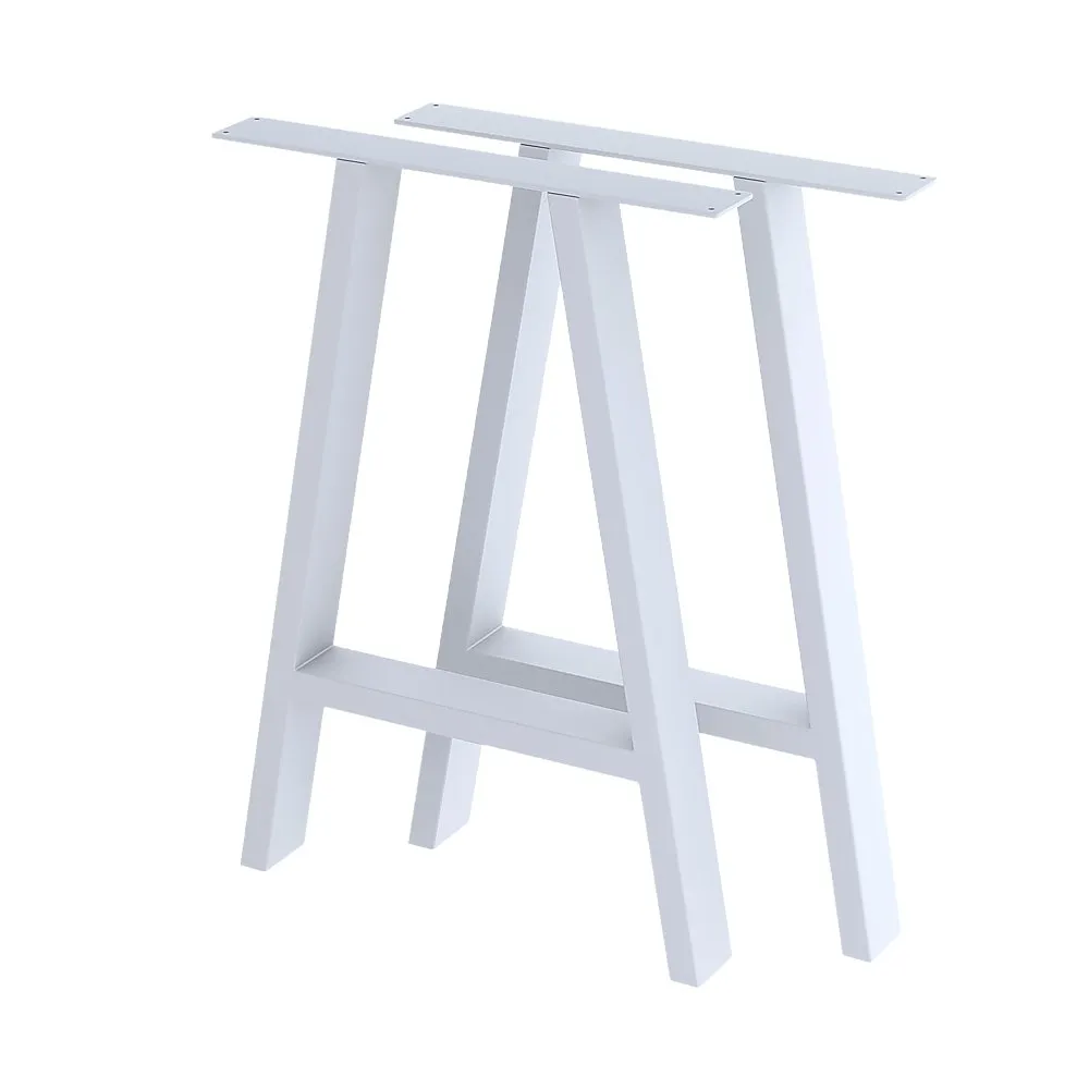 2x Rustic Dining Table Legs Steel Industrial Vintage 71cm - White