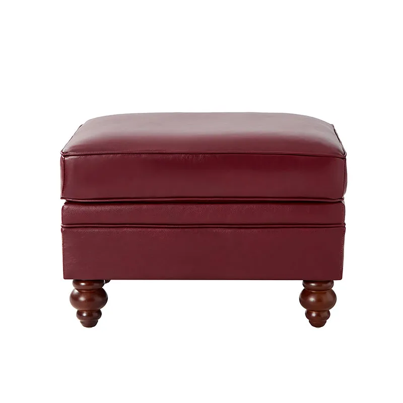 Basilio Contemporary Genuine Leather Ottoman for Living Room