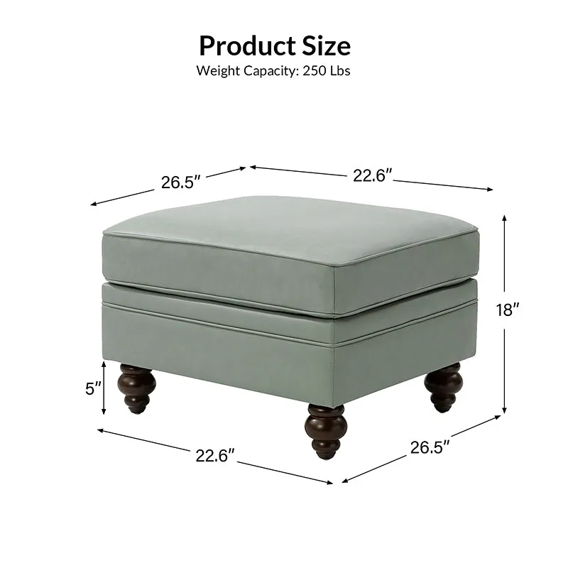 Basilio Contemporary Genuine Leather Ottoman for Living Room