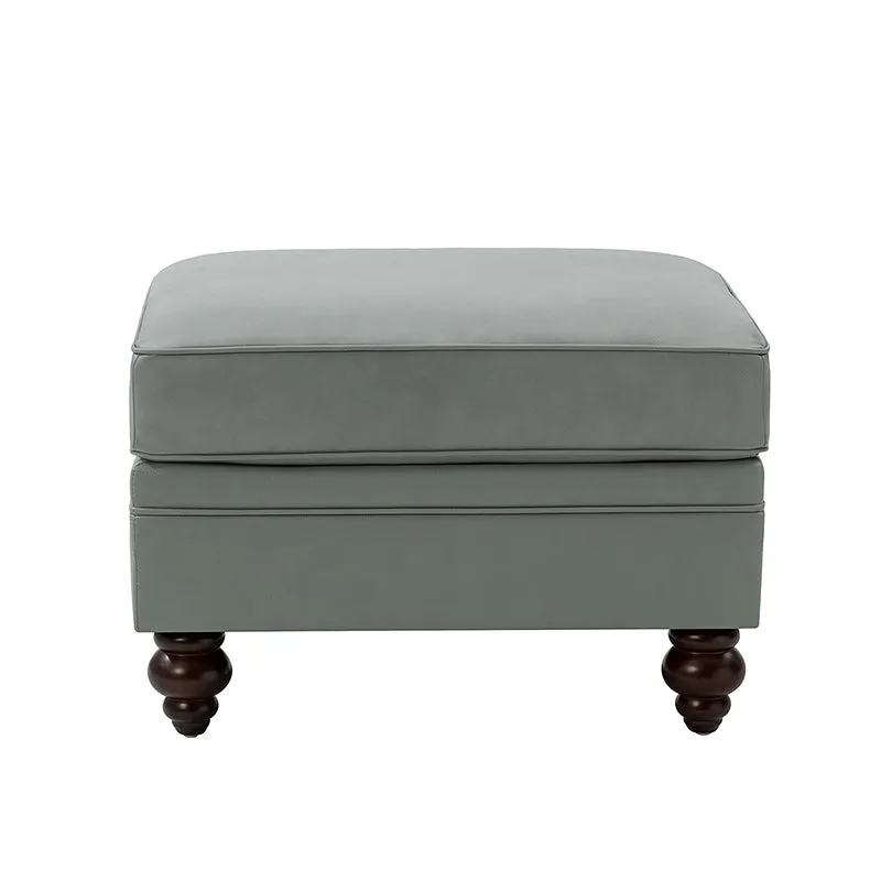 Basilio Contemporary Genuine Leather Ottoman for Living Room