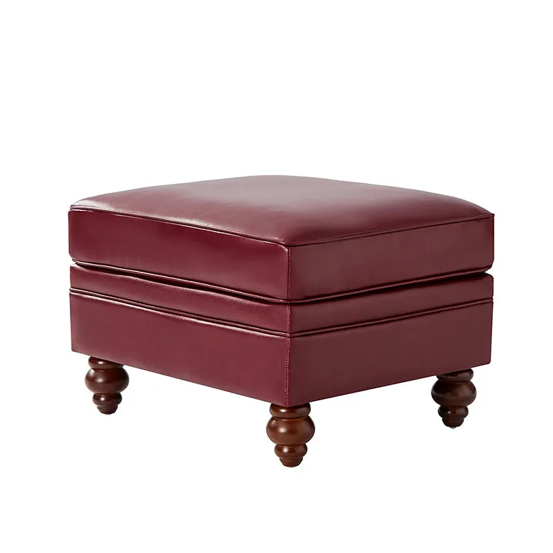 Basilio Contemporary Genuine Leather Ottoman for Living Room