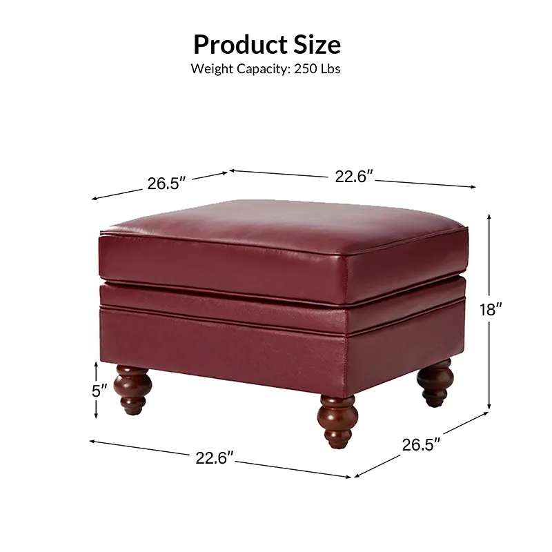 Basilio Contemporary Genuine Leather Ottoman for Living Room