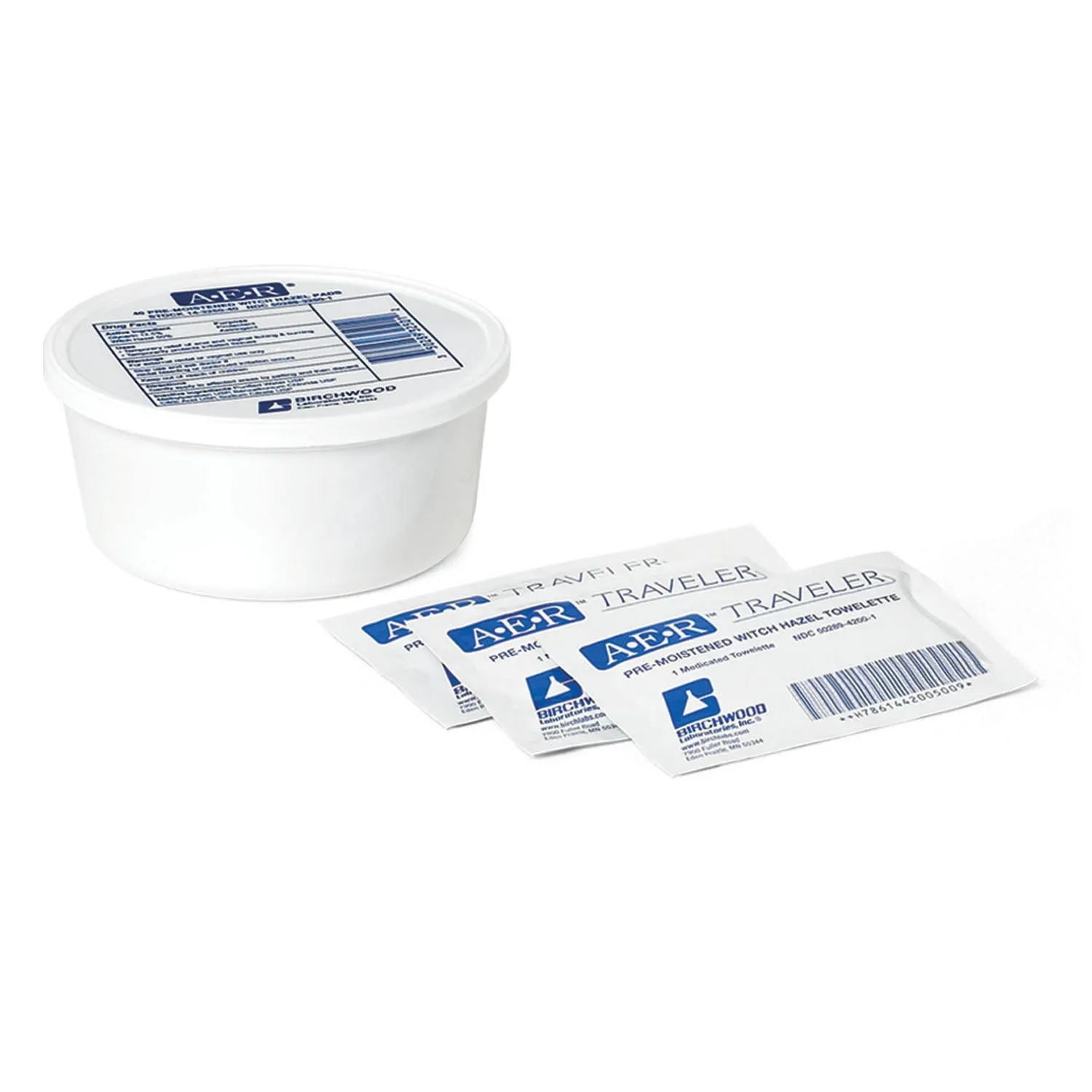 Birchwood A.E.R. Witch Hazel Pads & Towelettes A.E.R. Pre-Moistened Witch Hazel Pads, 40/Tub, 20 Tub/Cs