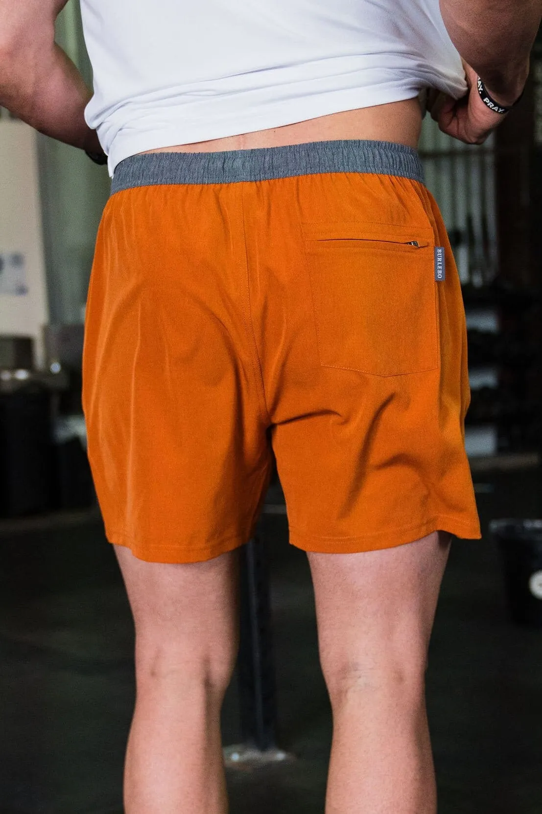 Burlebo 7” Athletic Short Orange- White Camo Liner