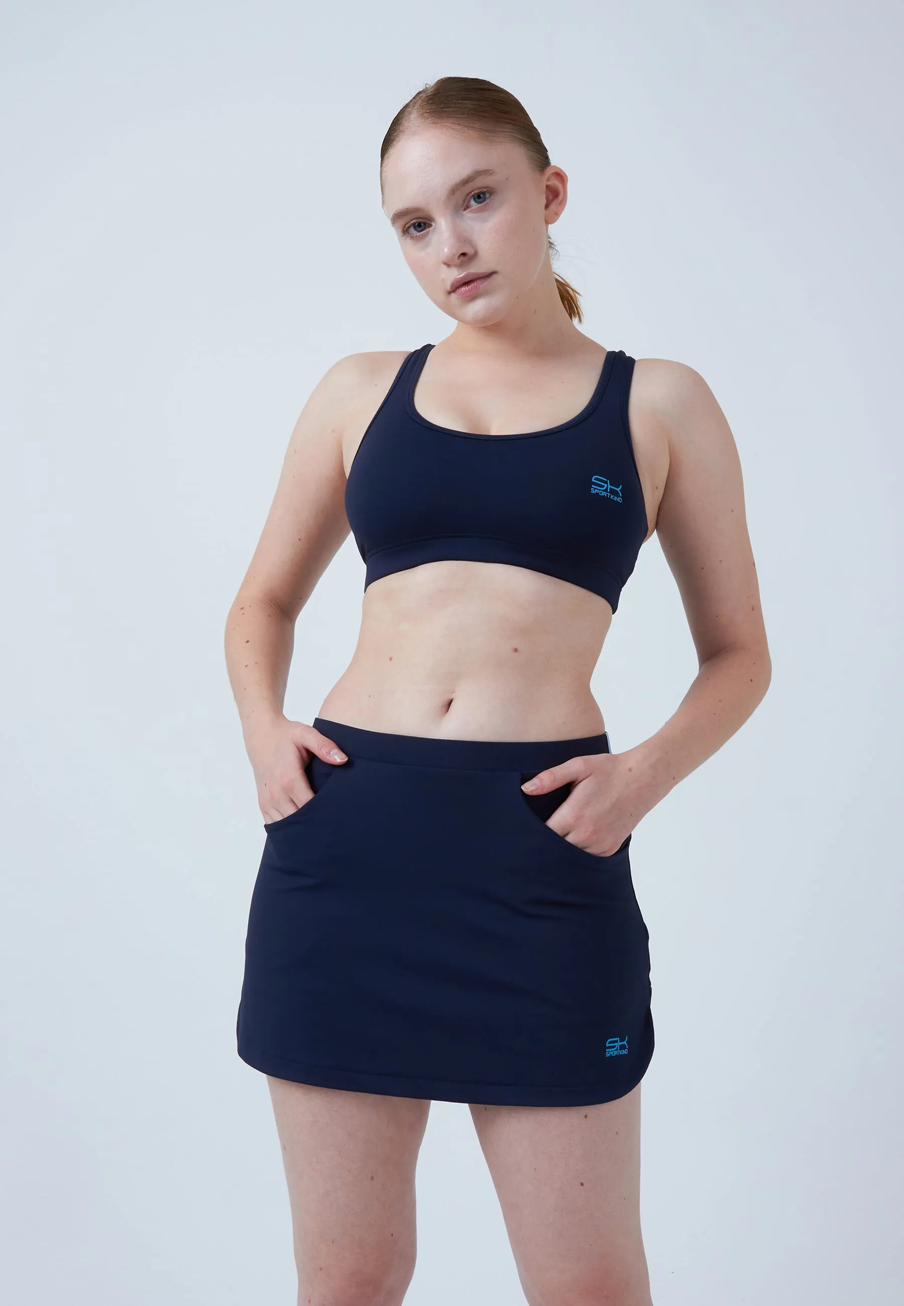 Classic Tennis Skort with pockets, navy blue