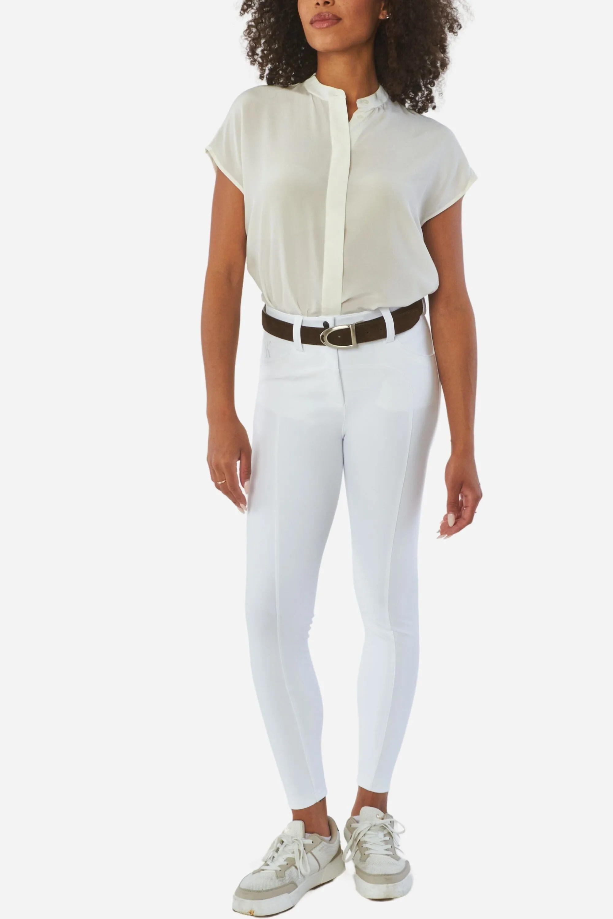 Compression Performance Breeches - Knee Grip | White