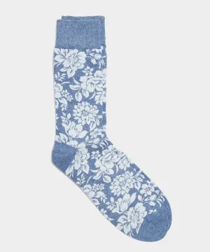 Corgi Floral Sock in Denim
