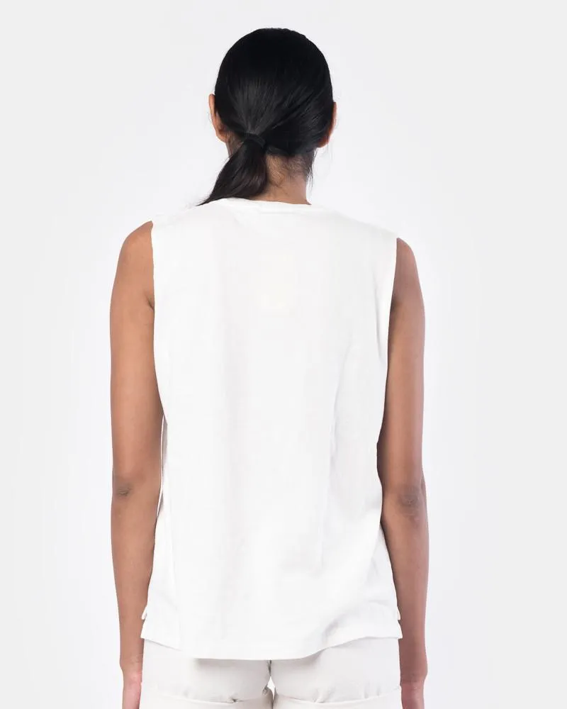 Cotton Vintage Single Jersey Muscle Tee in Off White