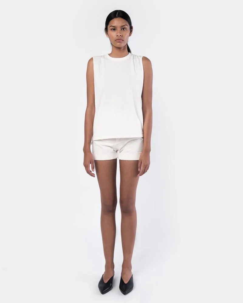 Cotton Vintage Single Jersey Muscle Tee in Off White