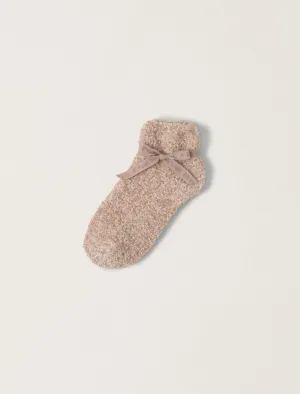 CozyChic® Heathered Tennis Socks - Heathered Willow / White