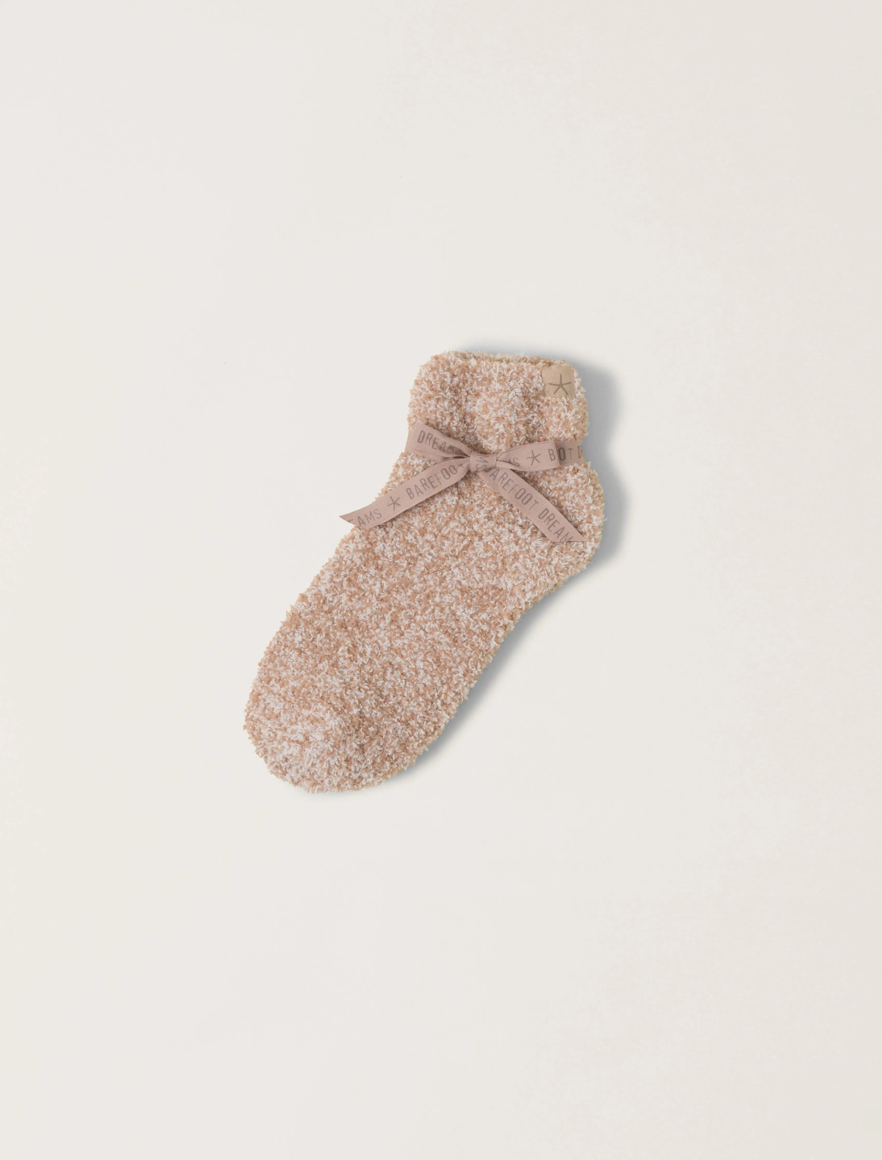 CozyChic® Heathered Tennis Socks - Heathered Willow / White