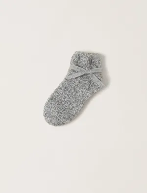 CozyChic® Heathered Tennis Socks - Moonbeam/White