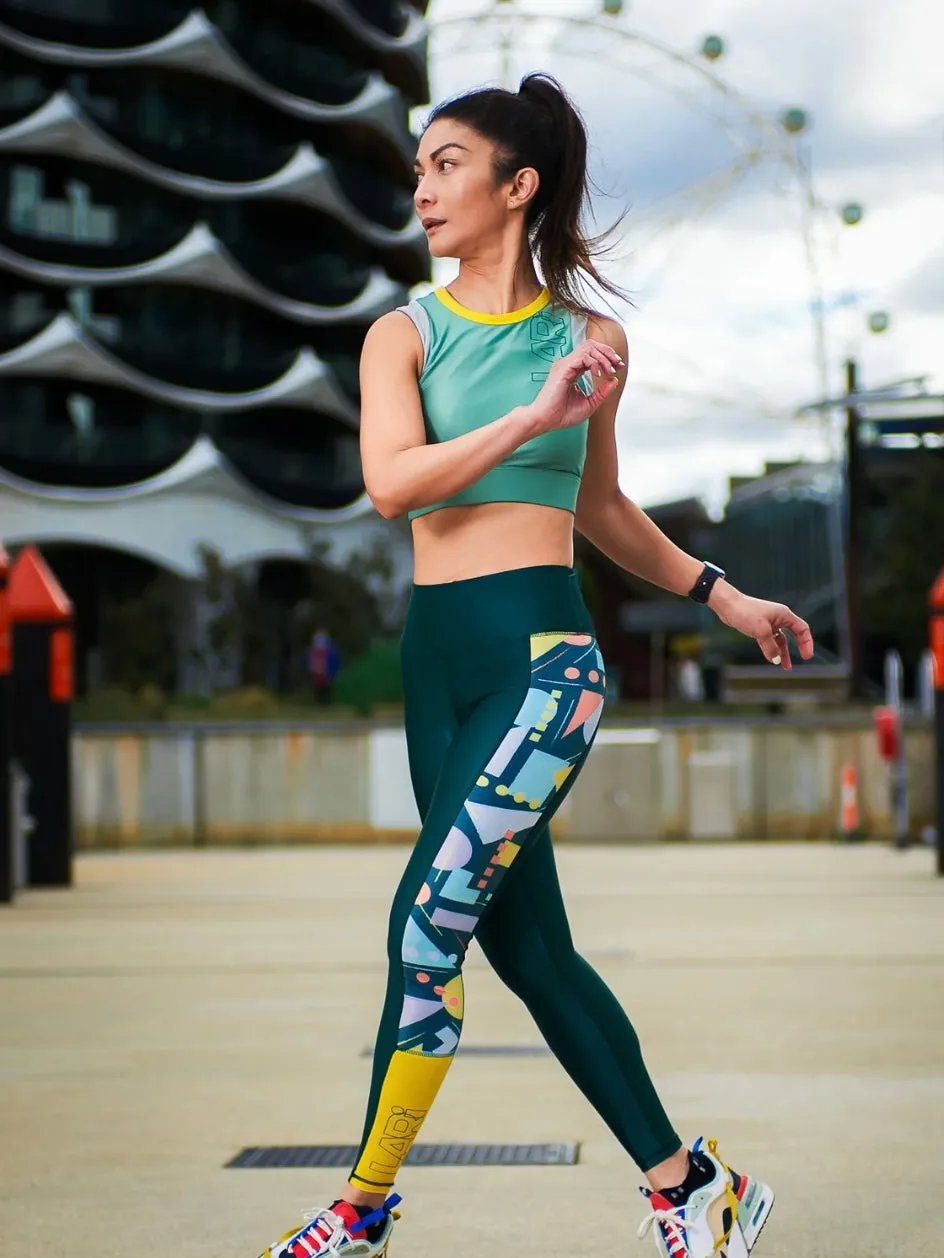 Flashback Compression Legging in Moss Multicolour-GREEN