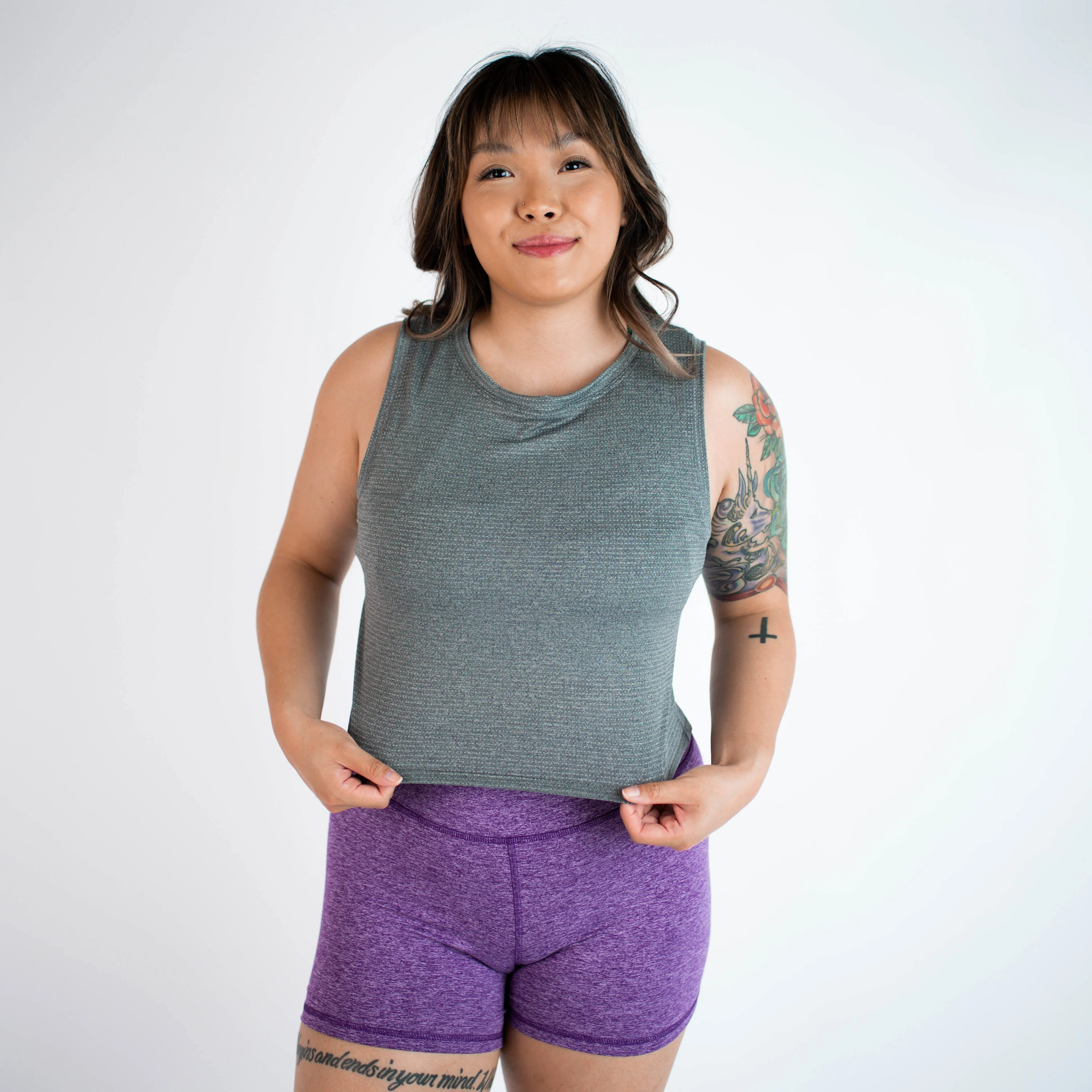 FLEO Dylan Muscle Crop Tank - Heather Black