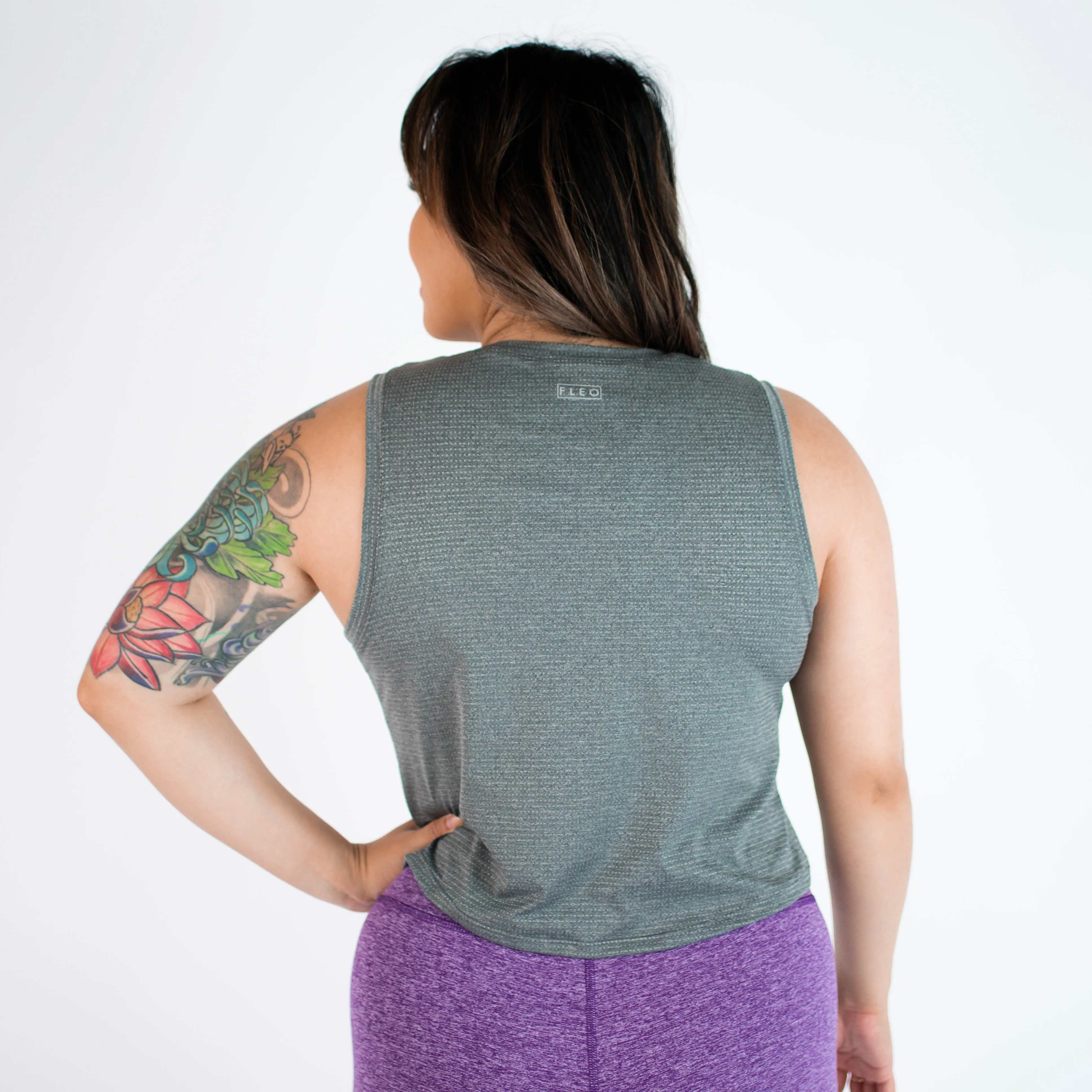 FLEO Dylan Muscle Crop Tank - Heather Black