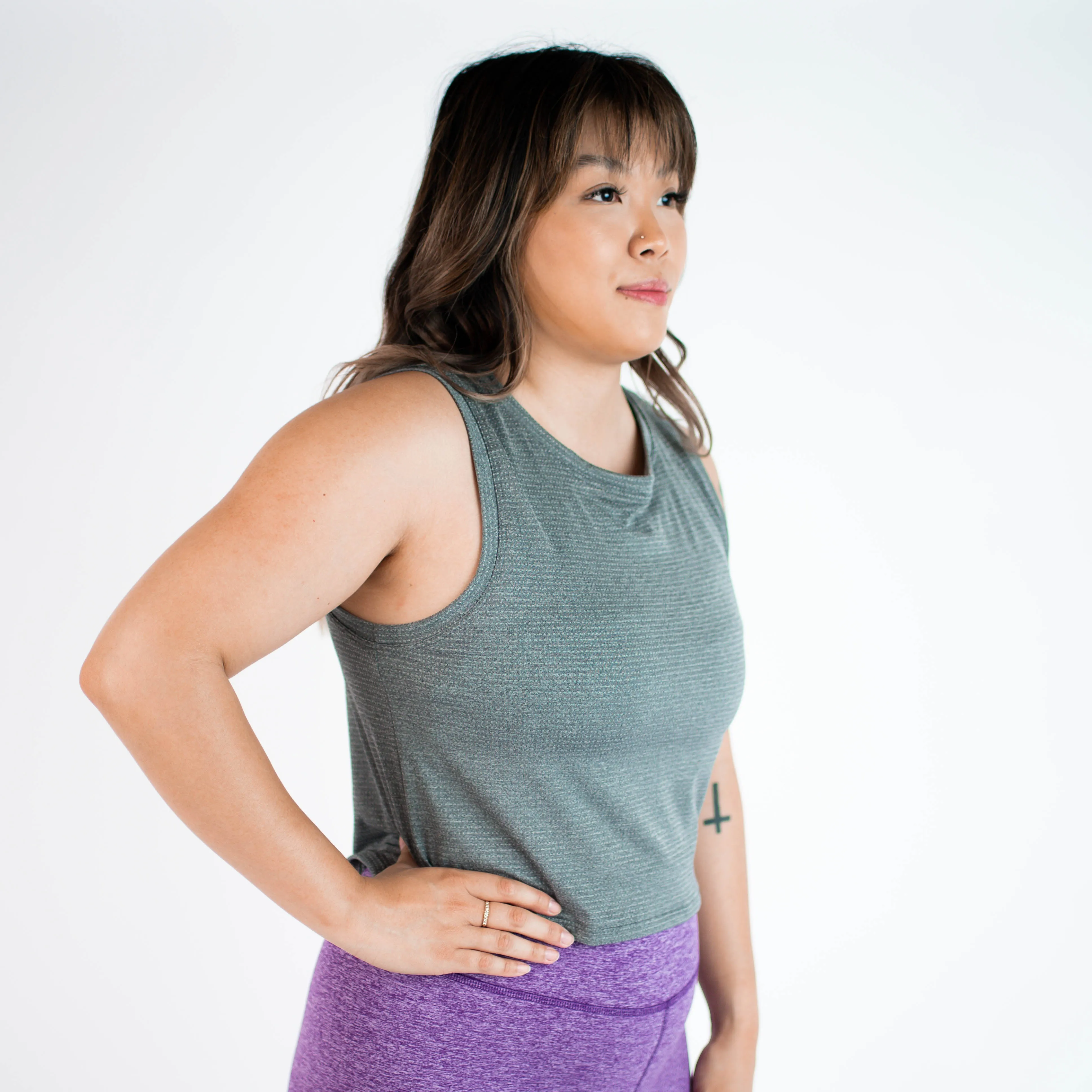 FLEO Dylan Muscle Crop Tank - Heather Black