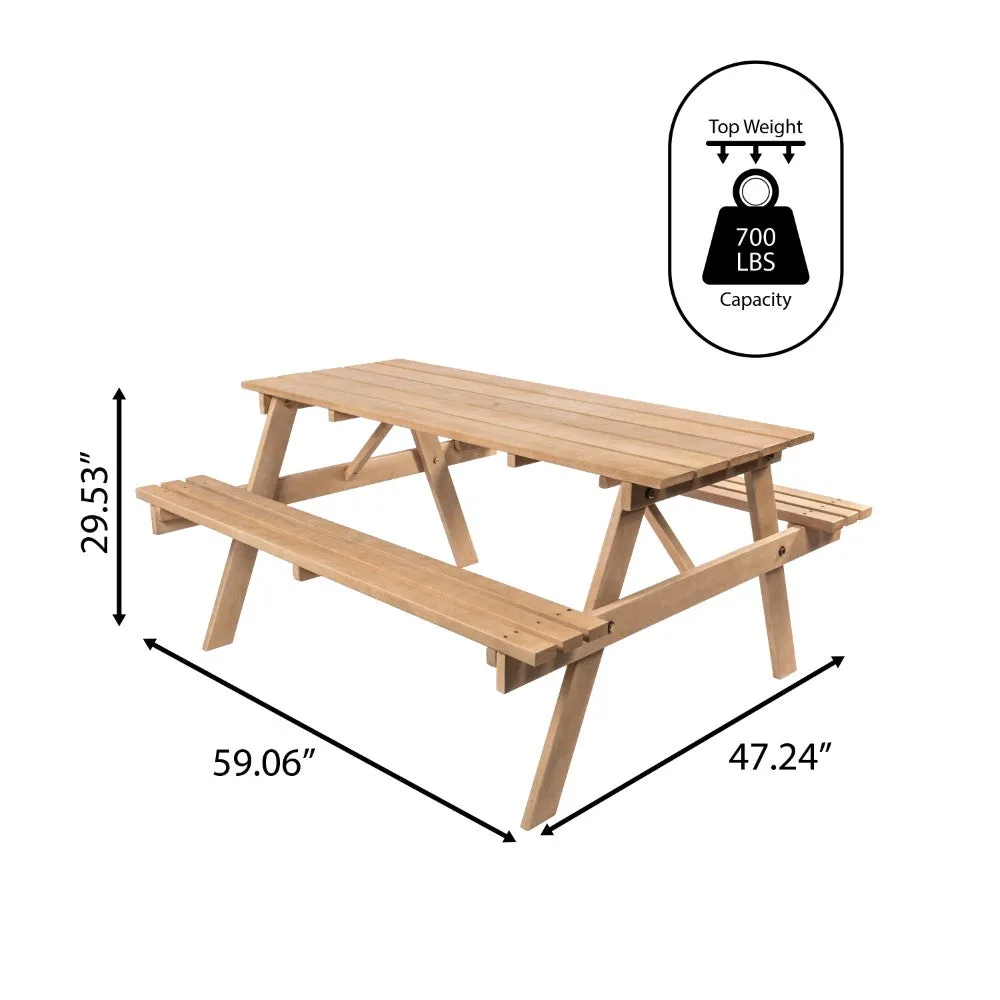 Giantex 59" Modern Classic Outdoor Wood Picnic Table Benches with Umbrella Hole