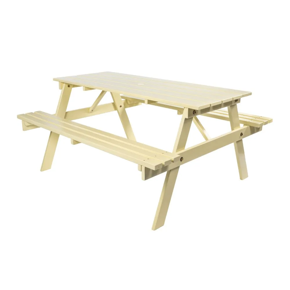 Giantex 59" Modern Classic Outdoor Wood Picnic Table Benches with Umbrella Hole