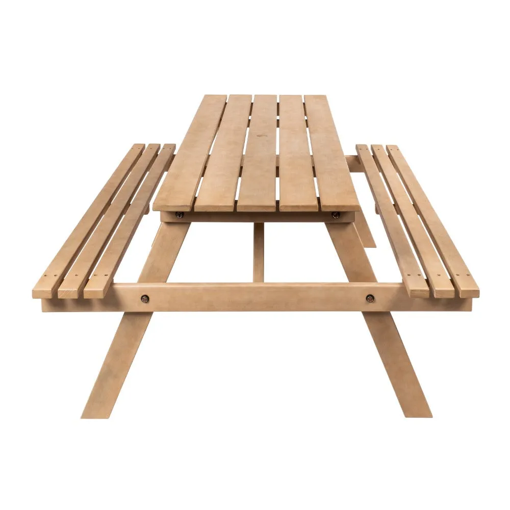 Giantex 59" Modern Classic Outdoor Wood Picnic Table Benches with Umbrella Hole