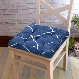 Heart Home Geomatric Printed Microfiber Square Chair Pad Seat Cushion for Rocking Chair, Office Chair, Dinning Chair, Indoor/Outdoor, 18 * 18 Inch (Blue)
