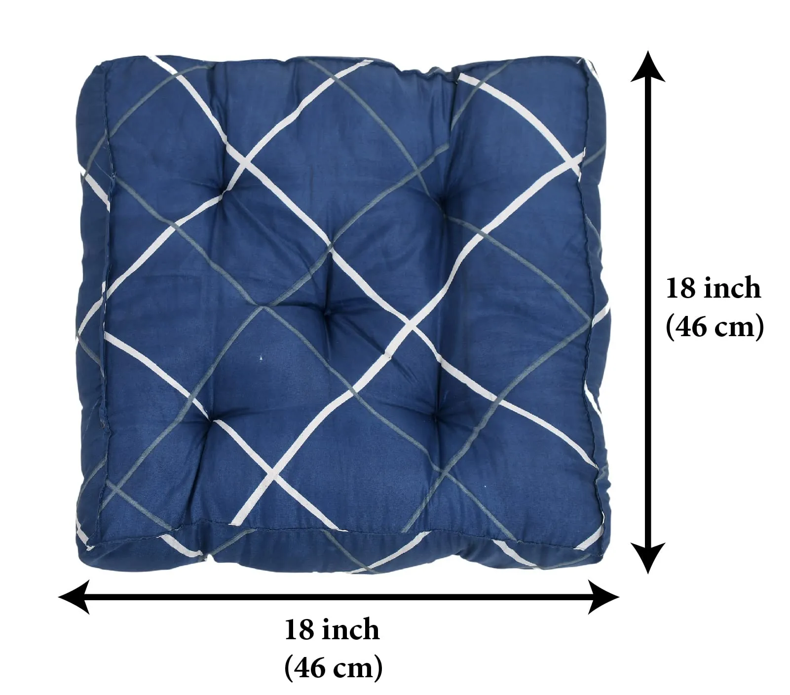 Heart Home Geomatric Printed Microfiber Square Chair Pad Seat Cushion for Rocking Chair, Office Chair, Dinning Chair, Indoor/Outdoor, 18 * 18 Inch (Blue)