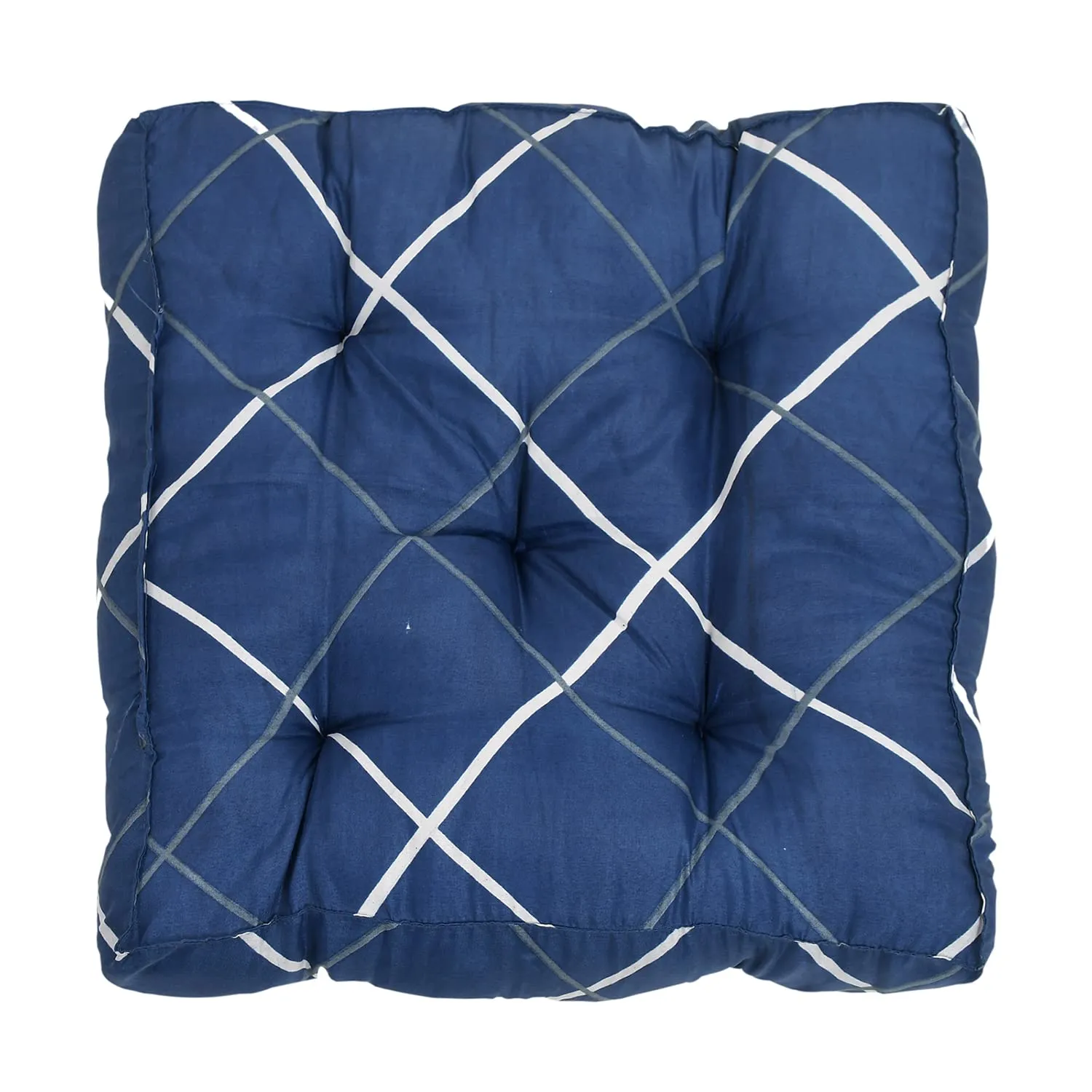 Heart Home Geomatric Printed Microfiber Square Chair Pad Seat Cushion for Rocking Chair, Office Chair, Dinning Chair, Indoor/Outdoor, 18 * 18 Inch (Blue)