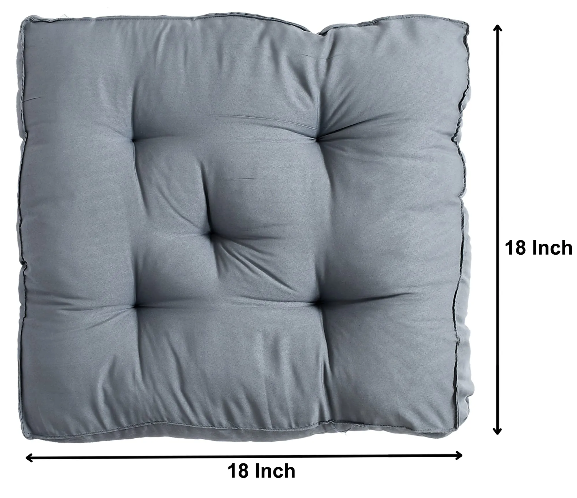 Heart Home Microfiber Square Chair Pad/Cushion for Office|Home or Car Sitting, Pack of 3 (Grey)