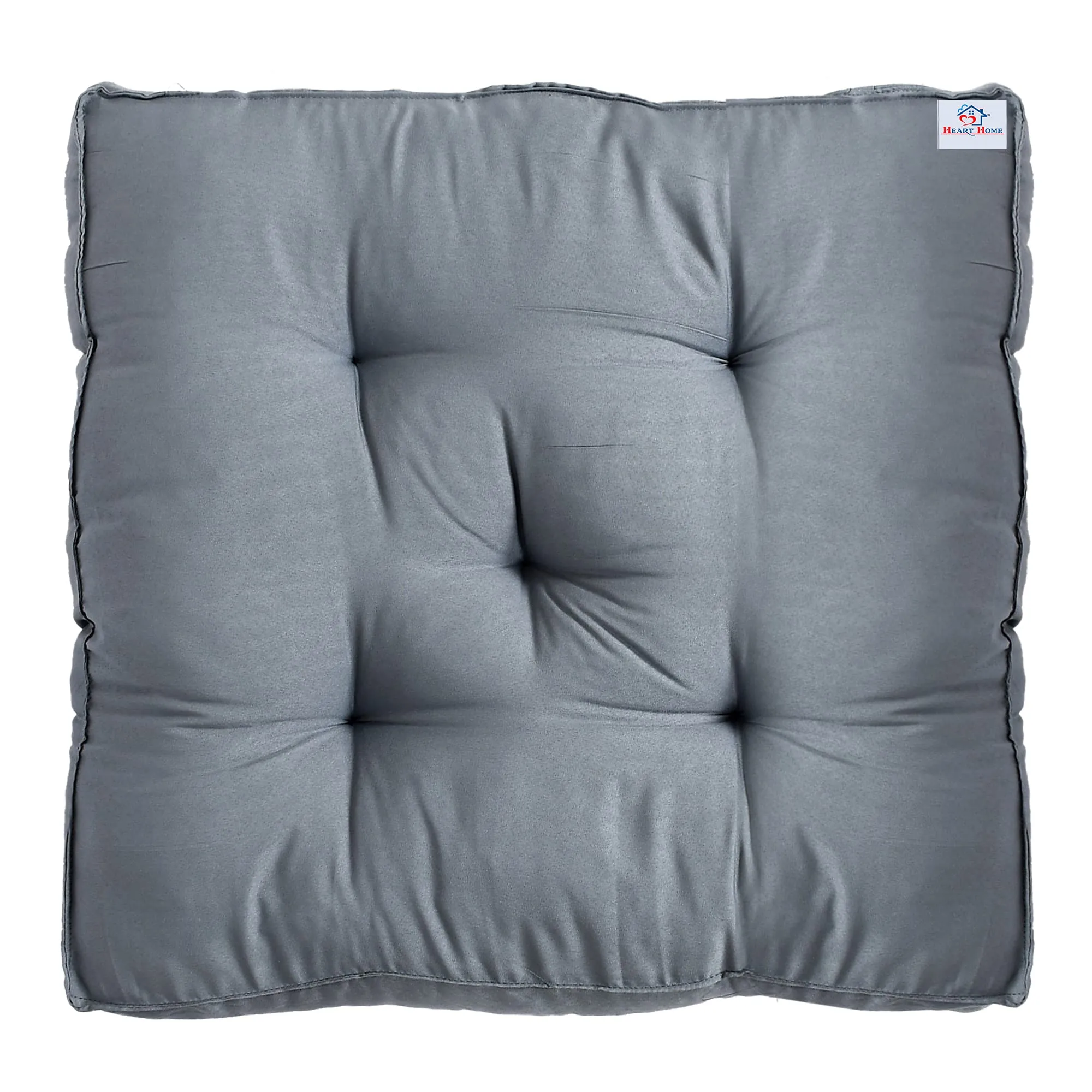 Heart Home Microfiber Square Chair Pad/Cushion for Office|Home or Car Sitting, Pack of 3 (Grey)