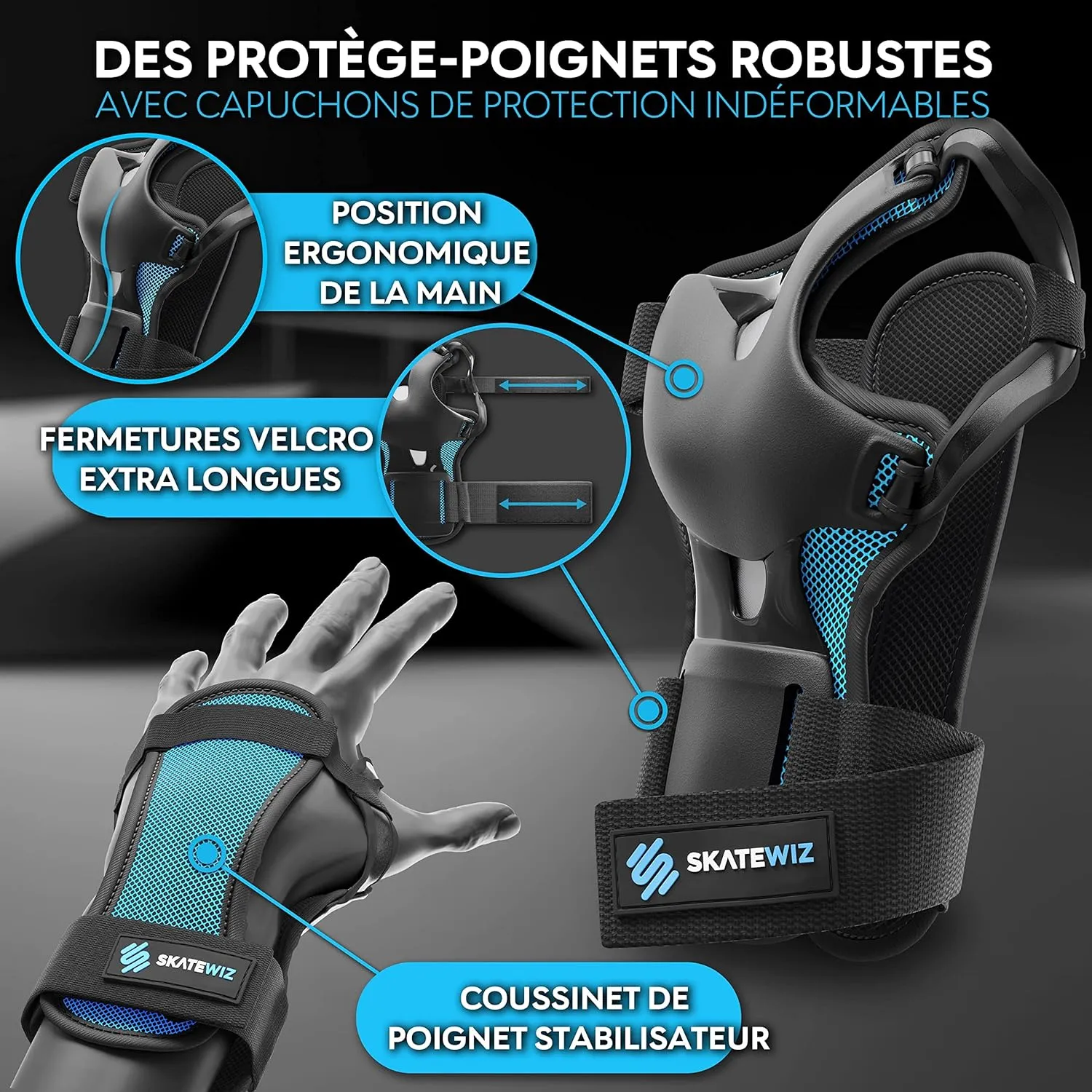 Kit de Protection Roller - Protection Skateboard Enfant et Adulte 6 pices avec Genouillres, Coudires et Protge-Poignets | Fitnessterapy