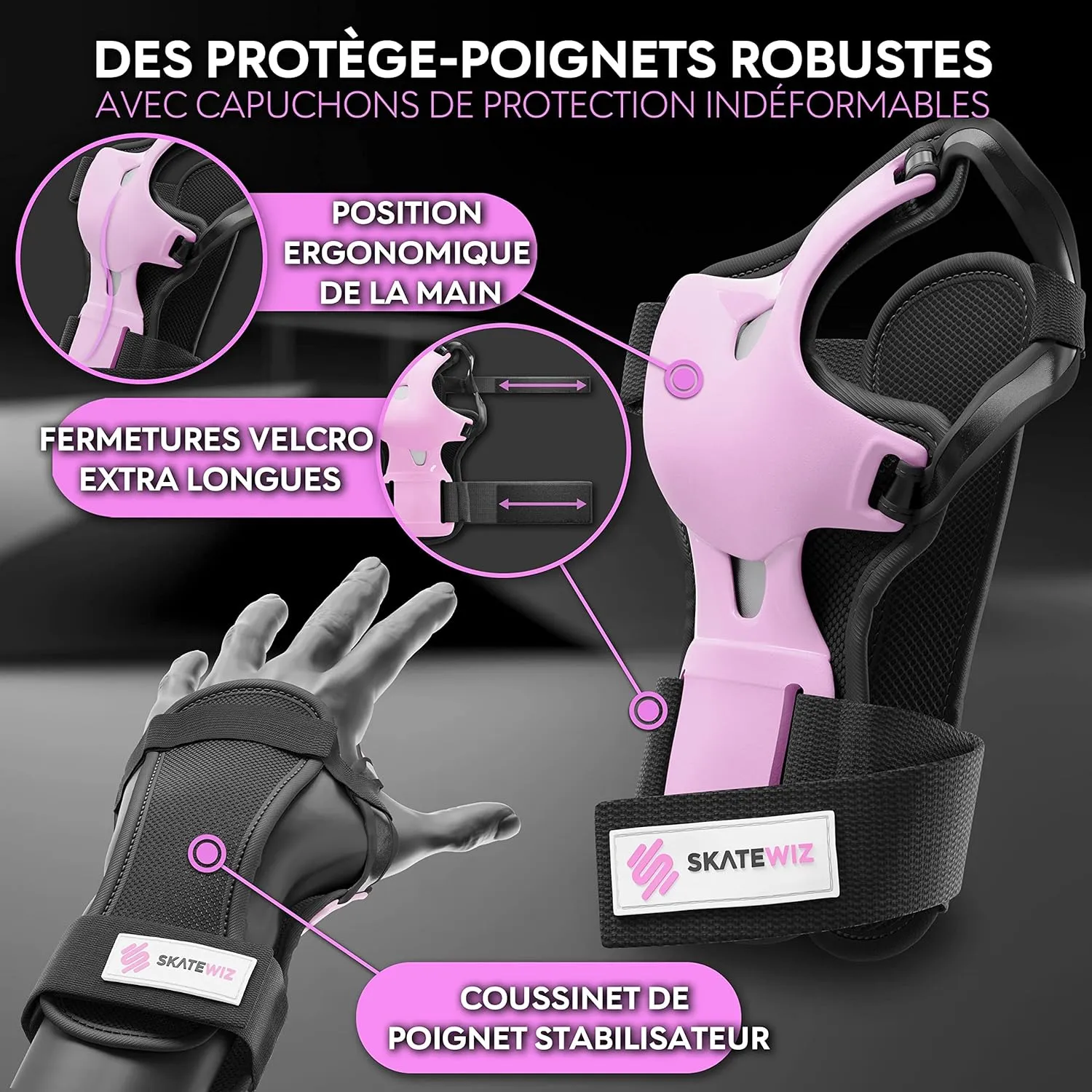 Kit de Protection Roller - Protection Skateboard Enfant et Adulte 6 pices avec Genouillres, Coudires et Protge-Poignets | Fitnessterapy