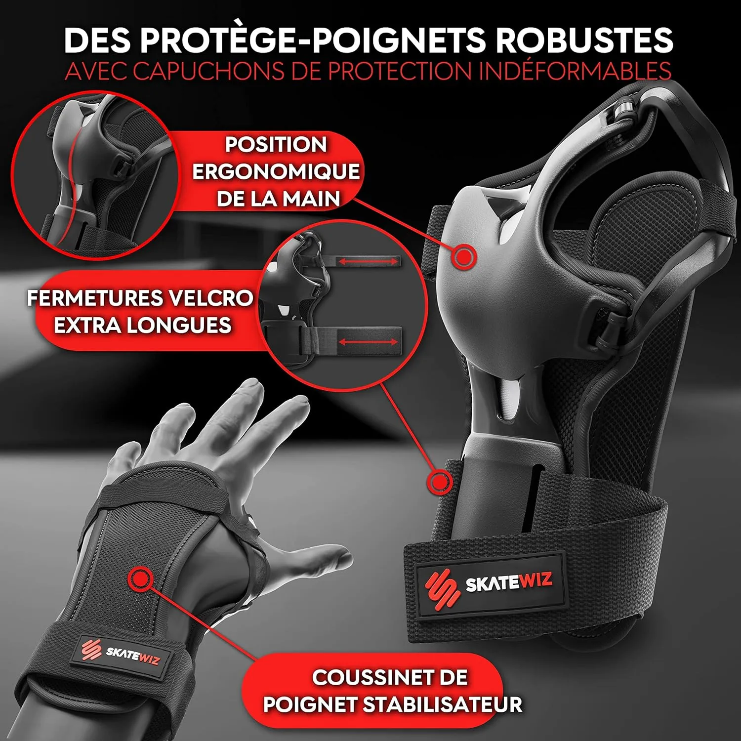 Kit de Protection Roller - Protection Skateboard Enfant et Adulte 6 pices avec Genouillres, Coudires et Protge-Poignets | Fitnessterapy