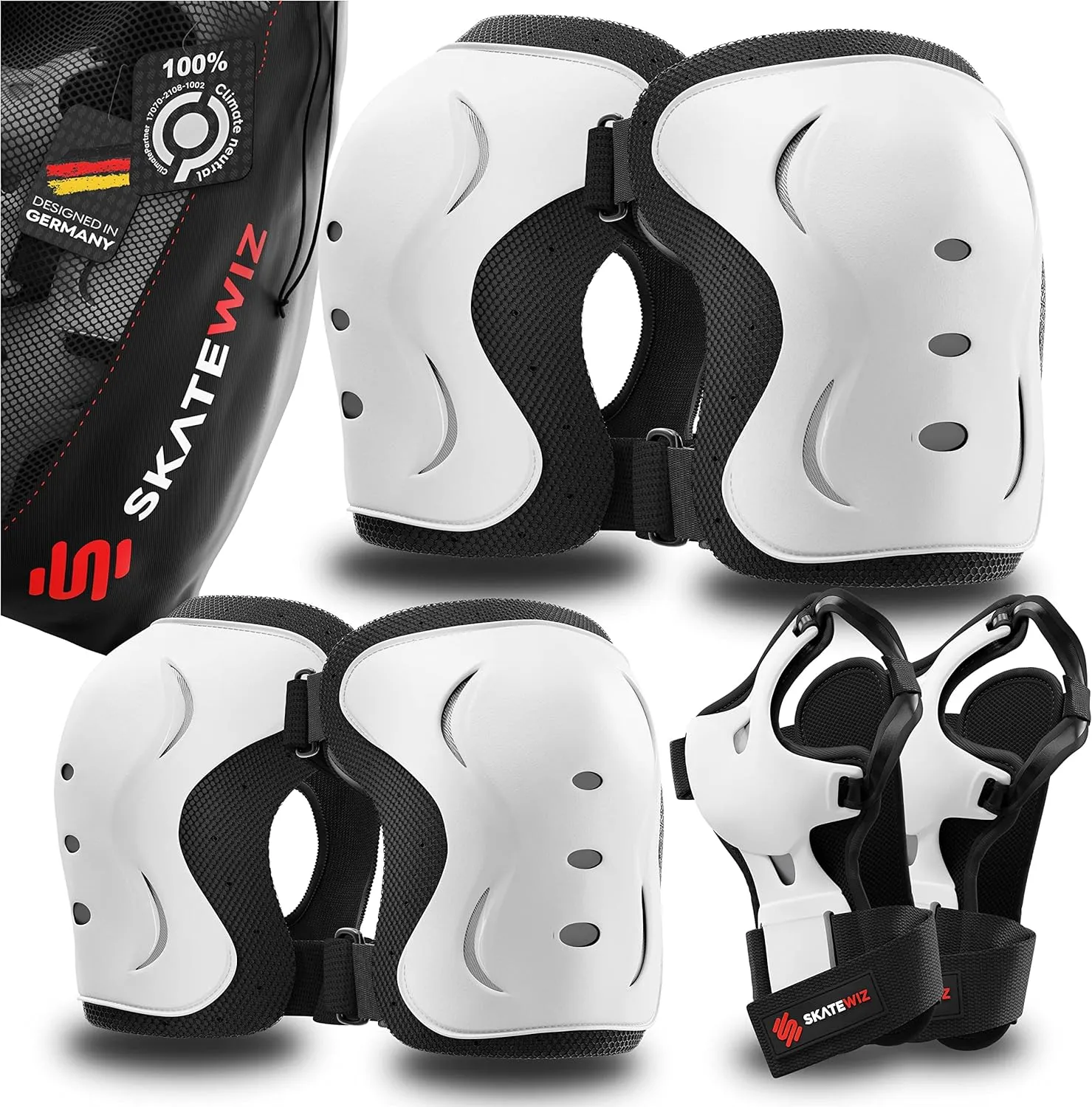 Kit de Protection Roller - Protection Skateboard Enfant et Adulte 6 pices avec Genouillres, Coudires et Protge-Poignets | Fitnessterapy