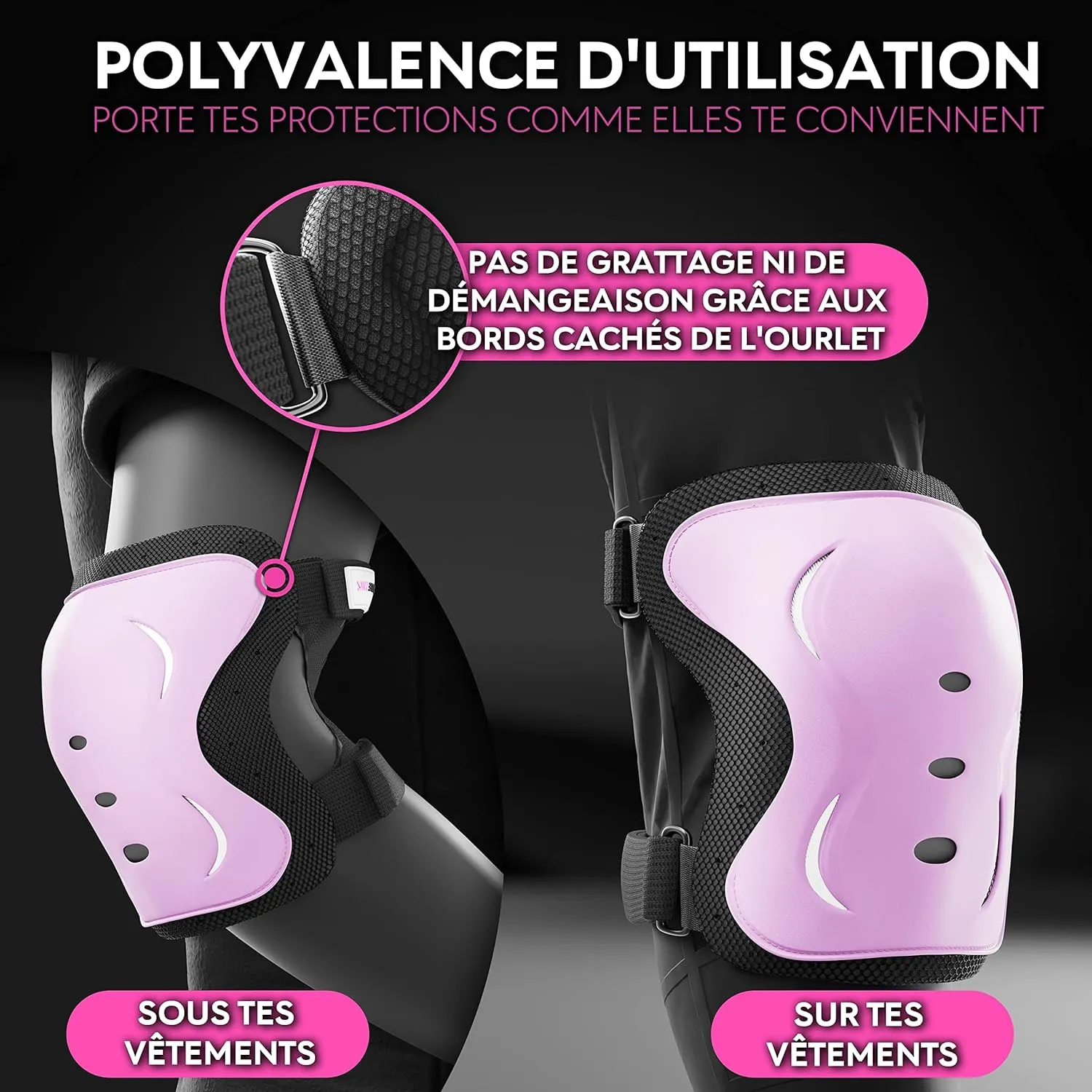 Kit de Protection Roller - Protection Skateboard Enfant et Adulte 6 pices avec Genouillres, Coudires et Protge-Poignets | Fitnessterapy