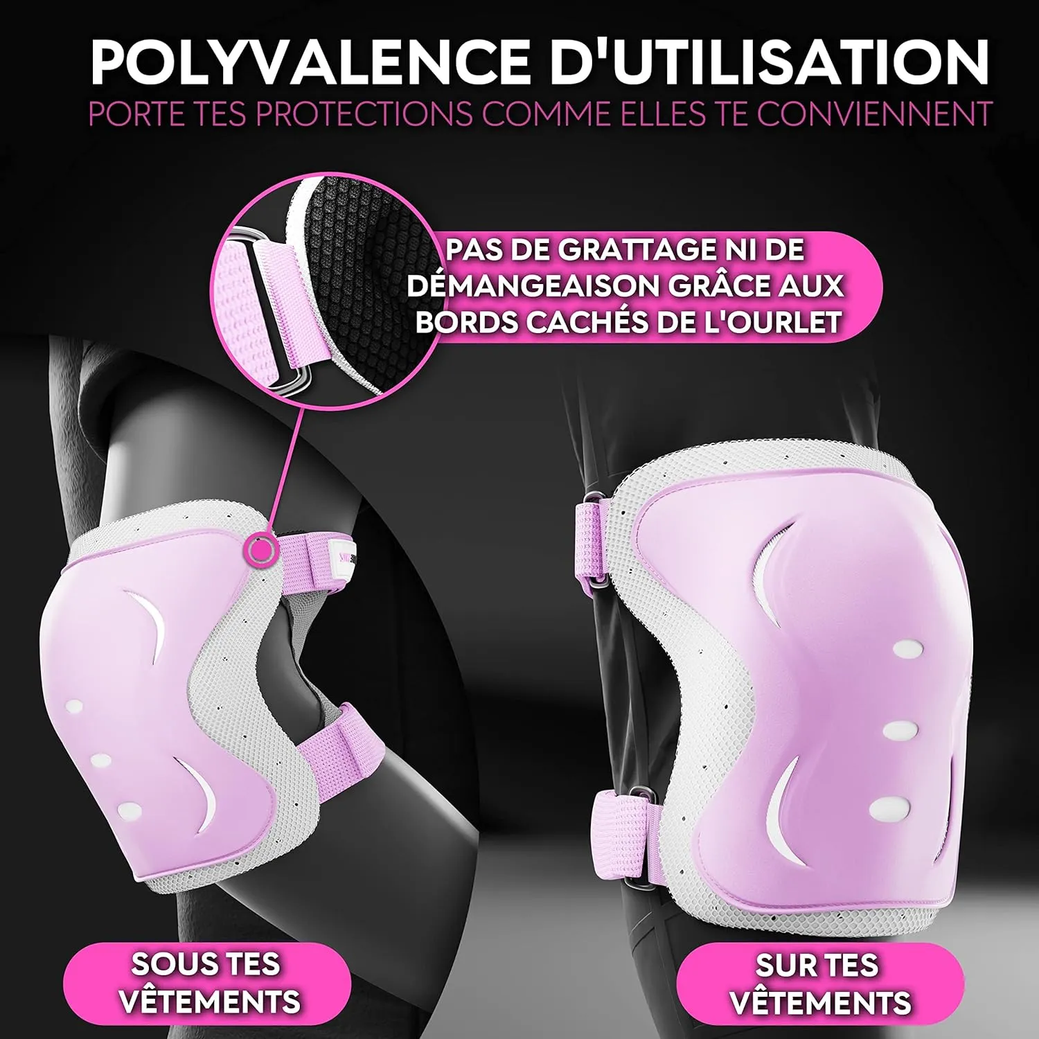 Kit de Protection Roller - Protection Skateboard Enfant et Adulte 6 pices avec Genouillres, Coudires et Protge-Poignets | Fitnessterapy