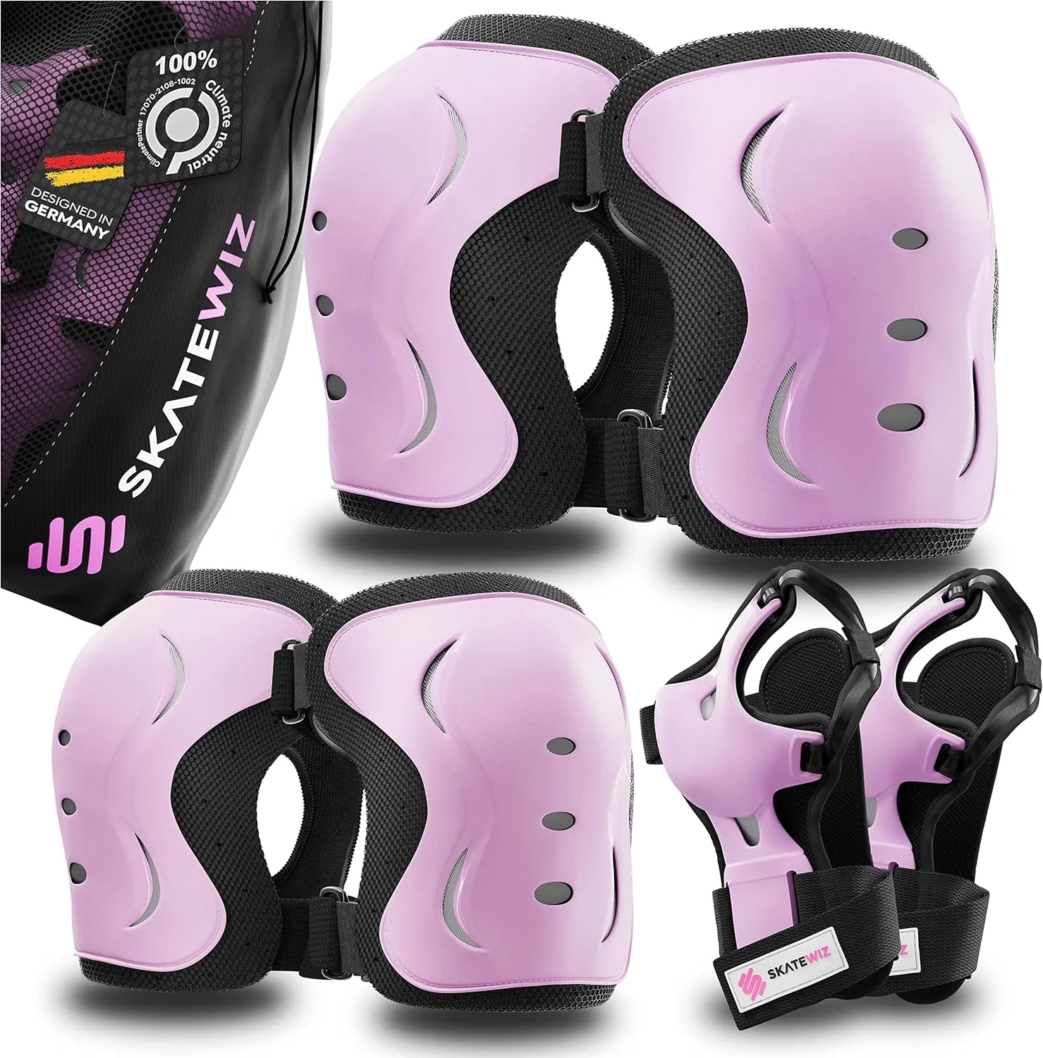 Kit de Protection Roller - Protection Skateboard Enfant et Adulte 6 pices avec Genouillres, Coudires et Protge-Poignets | Fitnessterapy