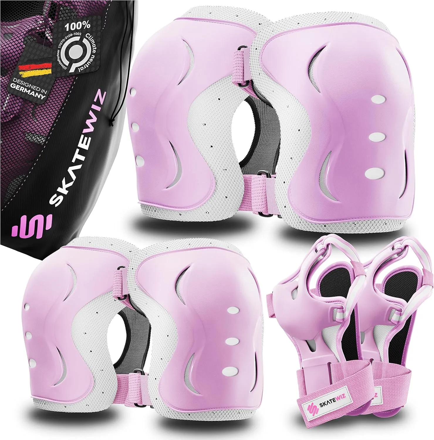 Kit de Protection Roller - Protection Skateboard Enfant et Adulte 6 pices avec Genouillres, Coudires et Protge-Poignets | Fitnessterapy