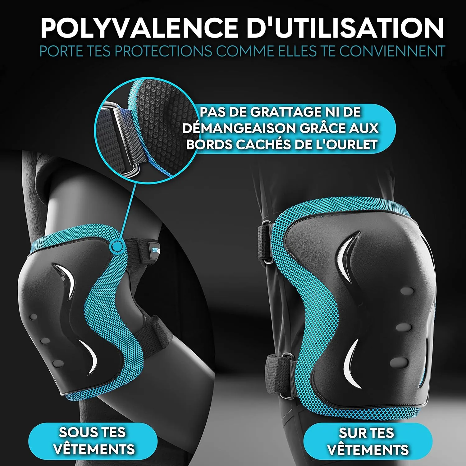 Kit de Protection Roller - Protection Skateboard Enfant et Adulte 6 pices avec Genouillres, Coudires et Protge-Poignets | Fitnessterapy