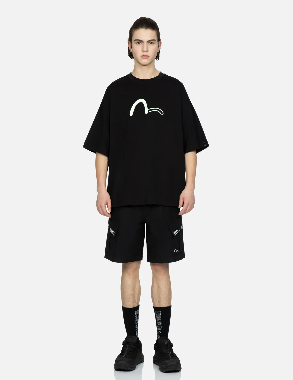 Logo Tape Patching Cargo Shorts