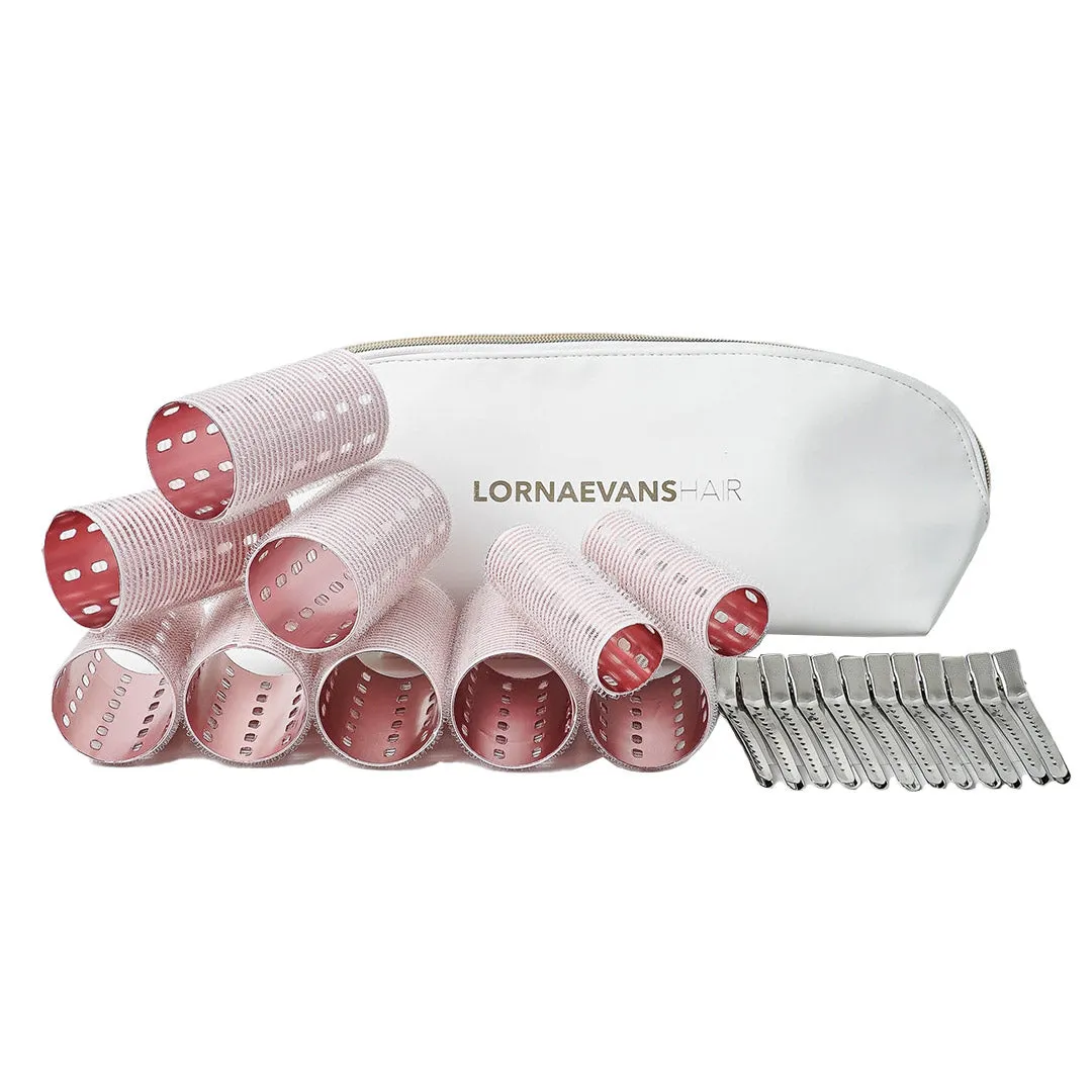Lorna Evans Velcro Aluminium Full Set Self Grip Rollers White Rose Gold 10pc Pack