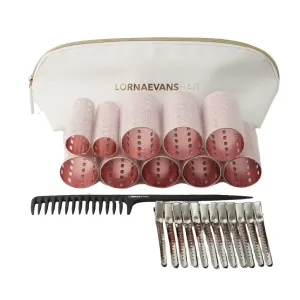 Lorna Evans Velcro Aluminium Full Set Self Grip Rollers White Rose Gold 10pc Pack