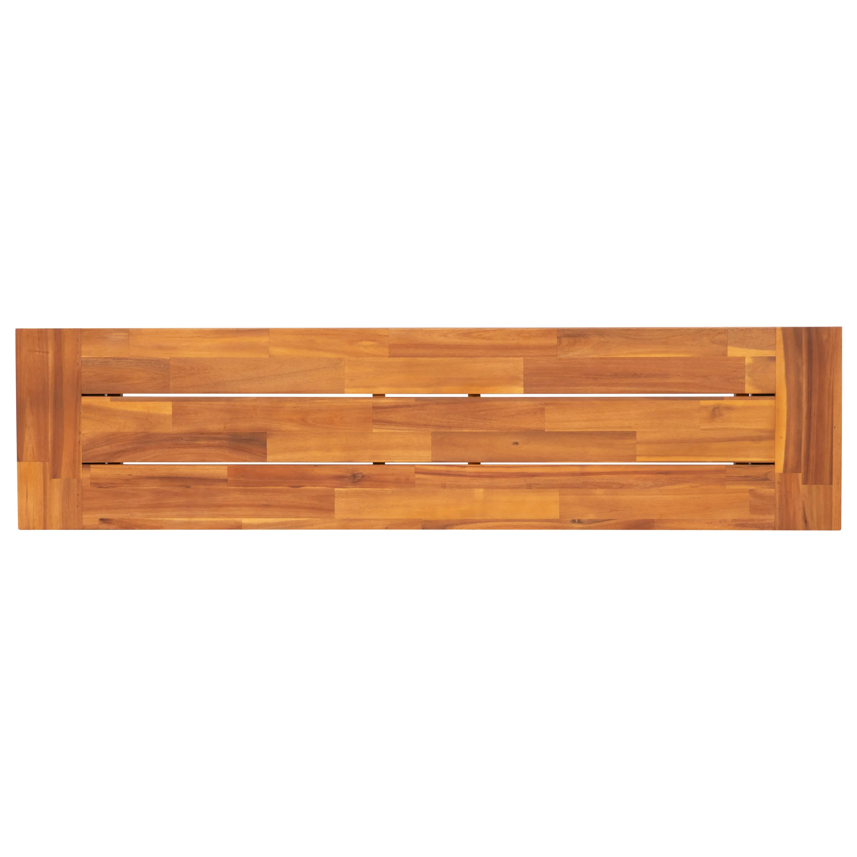 Martindale Solid Acacia Wood Patio Dining Bench for 2 with Slatted Top and Black Flared Wooden Legs