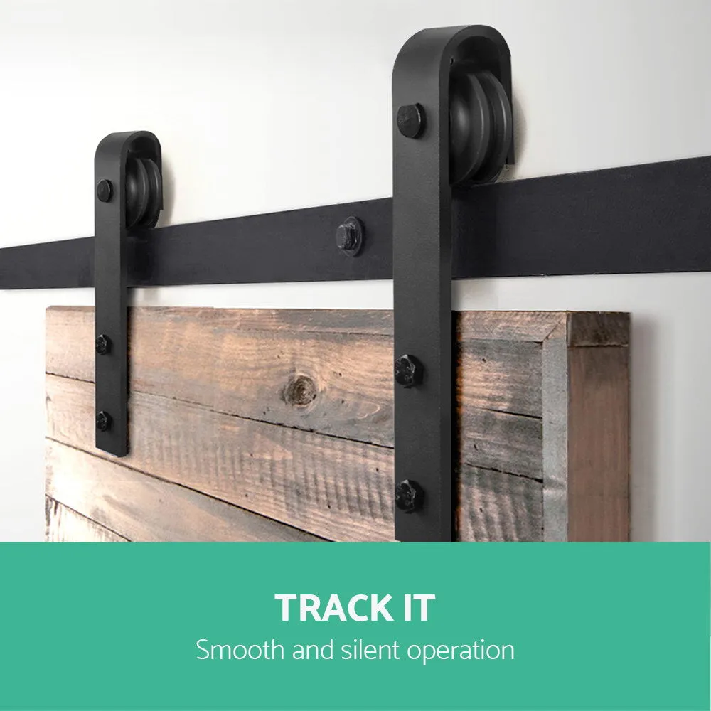Matte Black Sliding Barn Door Hardware Set 3m - Cefito