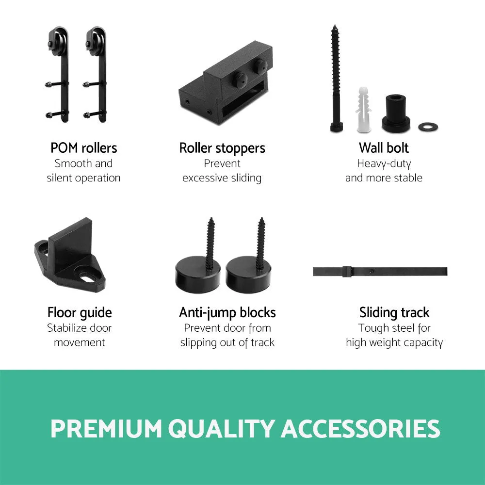 Matte Black Sliding Barn Door Hardware Set 3m - Cefito