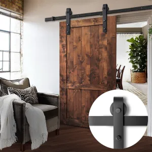Matte Black Sliding Barn Door Hardware Set 3m - Cefito